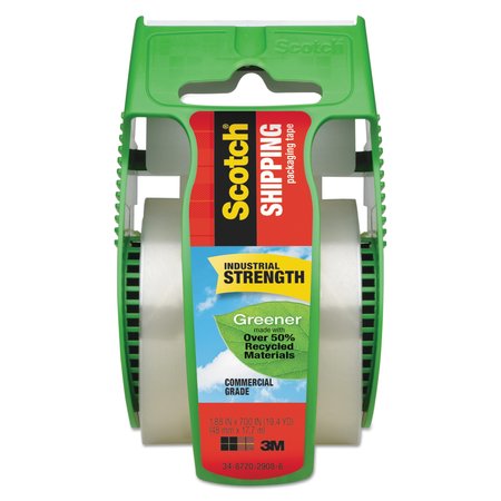 SCOTCH Greener Packaging Tape w/Dispenser, 1.5" Core, 1.88" x 58.33 ft., Clr 175G